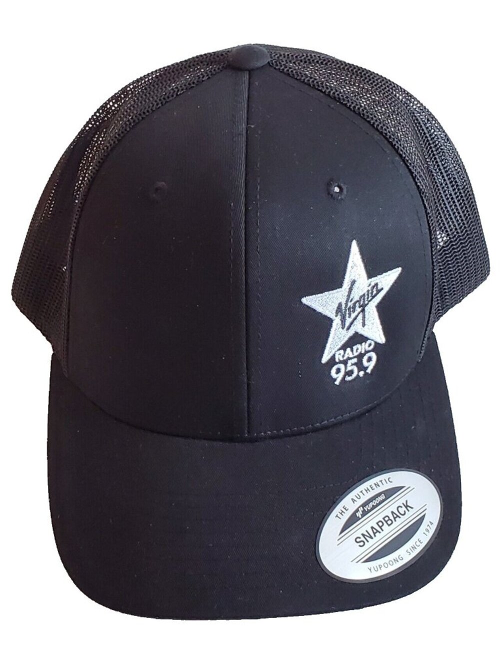 BASEBALL CAP Virgin Radio 95.9 Montreal Snapback Trucker's Hat Mesh Black NEW